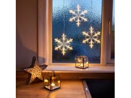 FAMILY LED dekoráció - hópehely - 16 x 19 cm - melegfehér - 3 x AA