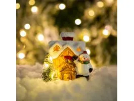 FAMILY Karácsonyi LED-es házikó - 6 féle - 8 x 6 x 8,5 cm
