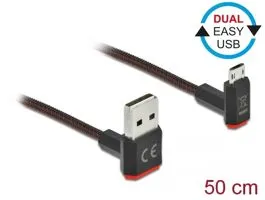 Delock EASY-USB 2.0 kábel A-típusú csatlakozódugó - EASY-USB Micro-B típusú csatlakozódugó, ívelt fe (85265)