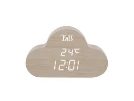 TNB JOY fa borítású, felhő alakú LED kijelzős ébresztőóra (TNB112168)
