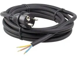 Anco 321660 H05RR-F 10A 250V 3x1.0 mm2, 5m fekete szerelhető gumi flexo kábel dugvillával