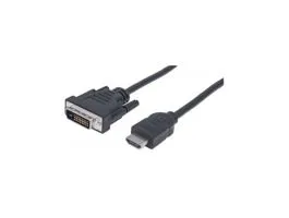 Manhattan Kábel - HDMI to DVI ( 1,8m, HDMI 19 pin - DVI-D Dual Link, Fekete)