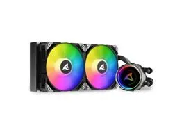 Sharkoon CPU Water Cooler - S80 RGB AIO 240mm (max. 35 dB (A), max. 131.93 m3/h, 2x12cm, A-RGB LED, fekete)