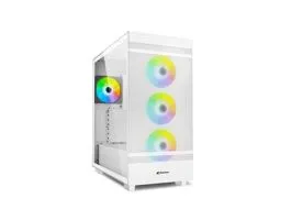 Sharkoon Számítógépház - Rebel C50 RGB White (fehér, ablakos, ATX, 4x120mm RGB ventilátor, 2xUSB3.0, 1xUSB 3.2, I/O)