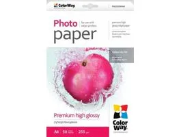 COLORWAY Fotópapír, prémium magasfényű (premium high glossy), 255 g/m2, A4, 50 lap