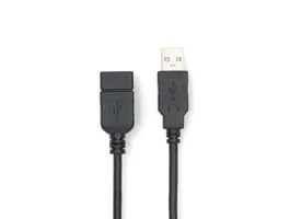 NEDIS USB kábel USB 2.0 USB-A Dugasz USB-A Aljzat 480 Mbps Nikkelezett 1.00 m Kerek PVC Fekete Label (CCGL60010BK10)