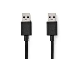 NEDIS USB kábel USB 3.2 Gen 1 USB-A Dugasz USB-A Dugasz 5 Gbps Nikkelezett 2.00 m Kerek PVC Fekete Doboz (CCGB61000BK20)