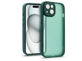 Apple iPhone 15 hátlap kameravédő peremmel, lencsevédő üveggel - Variete -   sötétzöld