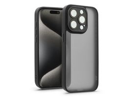 Apple iPhone 15 Pro Max hátlap kameravédő peremmel, lencsevédő üveggel - Variete- fekete
