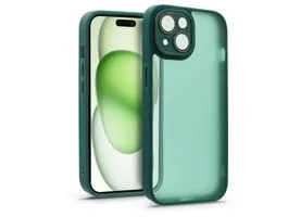 Apple iPhone 15 Plus hátlap kameravédő peremmel, lencsevédő üveggel - Variete - sötétzöld