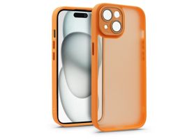 Apple iPhone 15 hátlap kameravédő peremmel, lencsevédő üveggel - Variete -   narancs