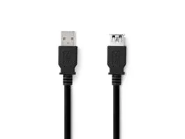 NEDIS USB kábel USB 3.2 Gen 1 USB-A Dugasz USB-A Aljzat 5 Gbps Nikkelezett 1.00 m Kerek PVC Fekete Label (CCGL61010BK10)