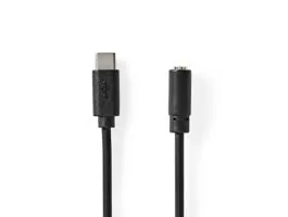NEDIS USB-C Adapter USB 2.0 USB-C Dugasz 3.5 mm Aljzat 1.00 m Kerek Nikkelezett PVC Fekete Label (CCGL65960BK10)