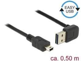Delock Kábel EASY-USB 2.0-s A típusú csatlakozódugó, ívelt felfelé / lefelé  USB 2.0-s Mini-B-típus (85184)