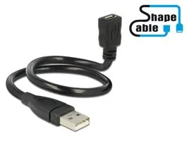 Delock kábel USB 2.0 Type-A apa  USB 2.0 Micro-B anya ShapeCable 0,35 m (83921)