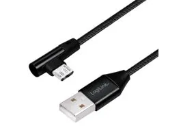 Logilink USB 2.0 kábel, USB-A/M - 90  Micro-USB/M, szövet, 0,3 m (CU0141)