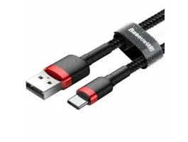 Baseus CATKLF-A91 Cafule 0,5m 3A USB A/USB C piros-fekete adat- és töltőkábel