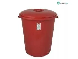 Planet Eco 50 literes műanyag, kerek, fedéllel piros szemetes kuka