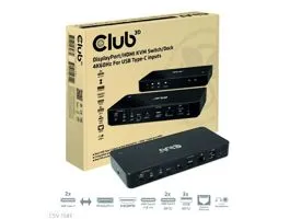 ADA Club3D DisplayPort/HDMI KVM Switch/Dock 4K60Hz For USB Type-C kimenet