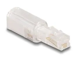 Delock Telefon kábel csavarodás mentes adapterrel RJ10 apa - RJ10 anya áttetsző / fehér (88169)