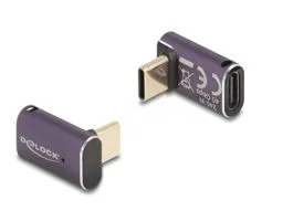 Delock USB Adapter 40 Gbps USB Type-C  PD 3.1 240 W csatlakozódugóval - csatlakozóhüvellyel, ívelt 8K 60 Hz fém (60289)