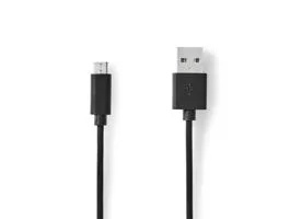 NEDIS USB kábel USB 2.0 USB-A Dugasz USB Micro-B Dugasz 10 W 480 Mbps Nikkelezett 3.00 m Kerek PVC Fekete Label (CCGL605