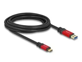 Delock USB 10 Gbps kábel USB A-típusú apa - USB Type-C  apa 3 m piros fém (80619)