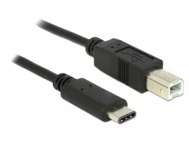 Delock 1m USB Type-C 2.0 apa - USB 2.0 B típusú apa fekete kábel (83601)