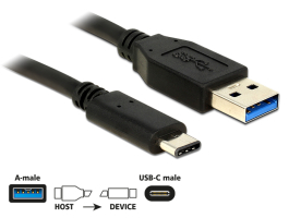 Delock (83870) Kábel USB 10Gbps (USB3.1 Gen 2) A típusú csatlakozódugó &gt; USB Type-C 1m hosszú fekete