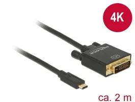 Delock (85321) Kábel USB Type-C csatlakozó &gt; DVI 24+1 csatlakozó (DP váltakozó mód) 4K 30Hz 2m fekete