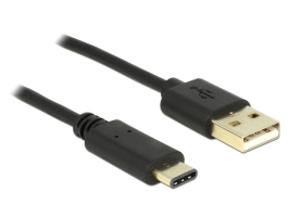 Delock (83327) USB2.0-s kábel A-típusú csatlakozódugóval &gt; USB Type-C 2.0 csatlakozódugóval 2m fekete