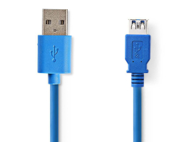 Nedis USB3.0 hosszabbító kábel A apa - A Aljzat 3m Kék (CCGP61010BU30)