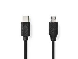 Nedis USB2.0 kábel C Típusú apa - Micro B apa 1m Fekete (CCGP60750BK10)