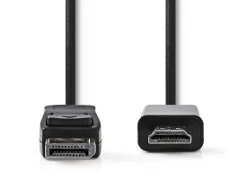 Nedis DisplayPort - HDMI Kábel DisplayPort-apa - HDMI 2m Fekete (CCGB37100BK20)
