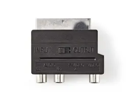 Nedis Kapcsolható SCART adapter SCART apa - S-Video Aljzat + 3 db RCA-aljzat Fekete (CVGP31902BK)