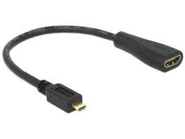 DeLock HDMI-micro D male to HDMI-A female 23cm fekete kábel (65391)
