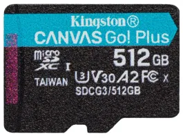 Kingston 512GB SD micro Canvas Go Plus (SDXC Class 10 UHS-I U3) (SDCG3/512GBSP) memória kártya