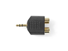 Nedis Sztereó audió adapter 3,5mm-es apa - 2 db RCA-aljzat 10 darabos Fekete (CAGP22940BKG)