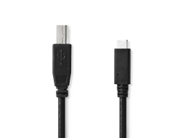 Nedis USB2.0 kábel C Típusú apa - B Típusú apa 1m Fekete (CCGP60650BK10)