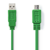 Nedis USB2.0 kábel A apa - Micro B apa 1m Zöld (CCGP60410GN10)