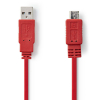 Nedis USB2.0 kábel A apa - Micro B apa 1m Vörös (CCGP60410RD10)
