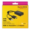Delock (62667) Adapter HDMI-A-dugós csatlakozó &gt; Displayport 1.2-csatlakozóhüvely fekete